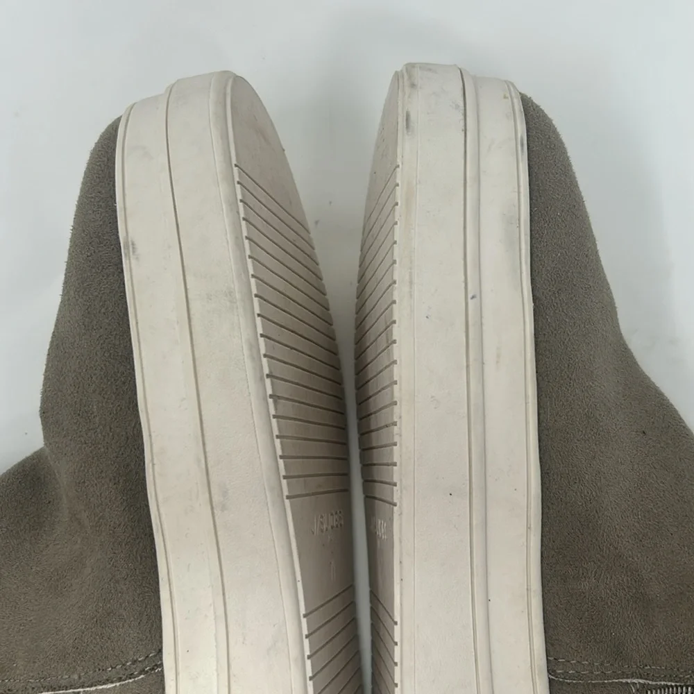 J Sliders Tan Suede-Like Faux Fur Lined Zipped Ankle Sneaker Boots Size 7.5